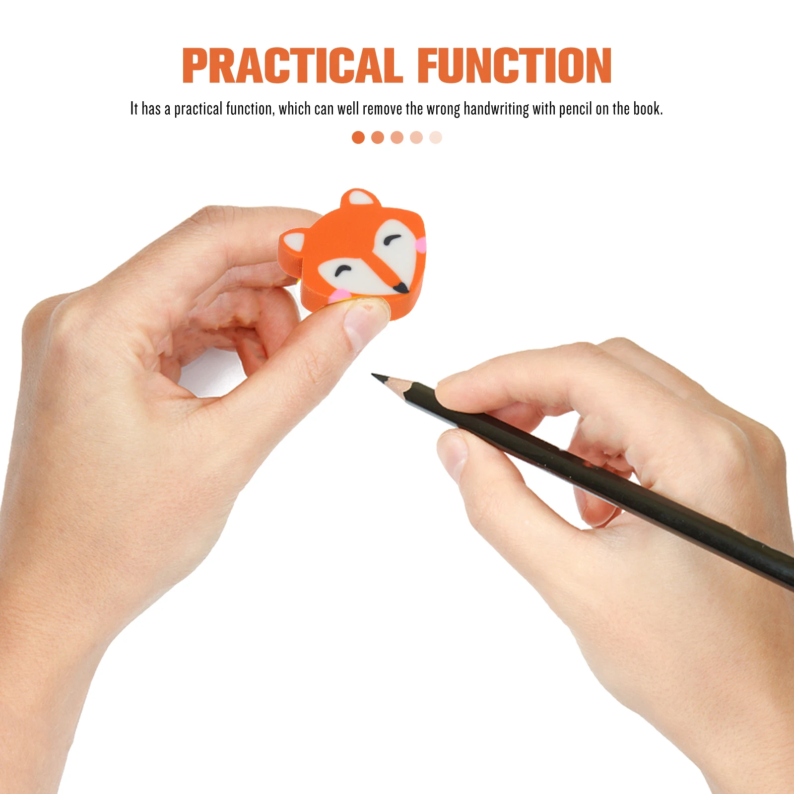 

50pcs Little Fox Eraser Cute Cartoon Bulk Pencil School Aesthetic Students Gifts Rubber Stationery Supplies