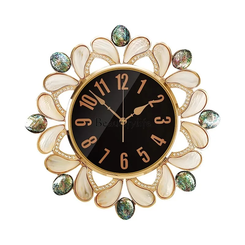 

New high-end fashion living room wall clock atmospheric shell decoration wall hanging