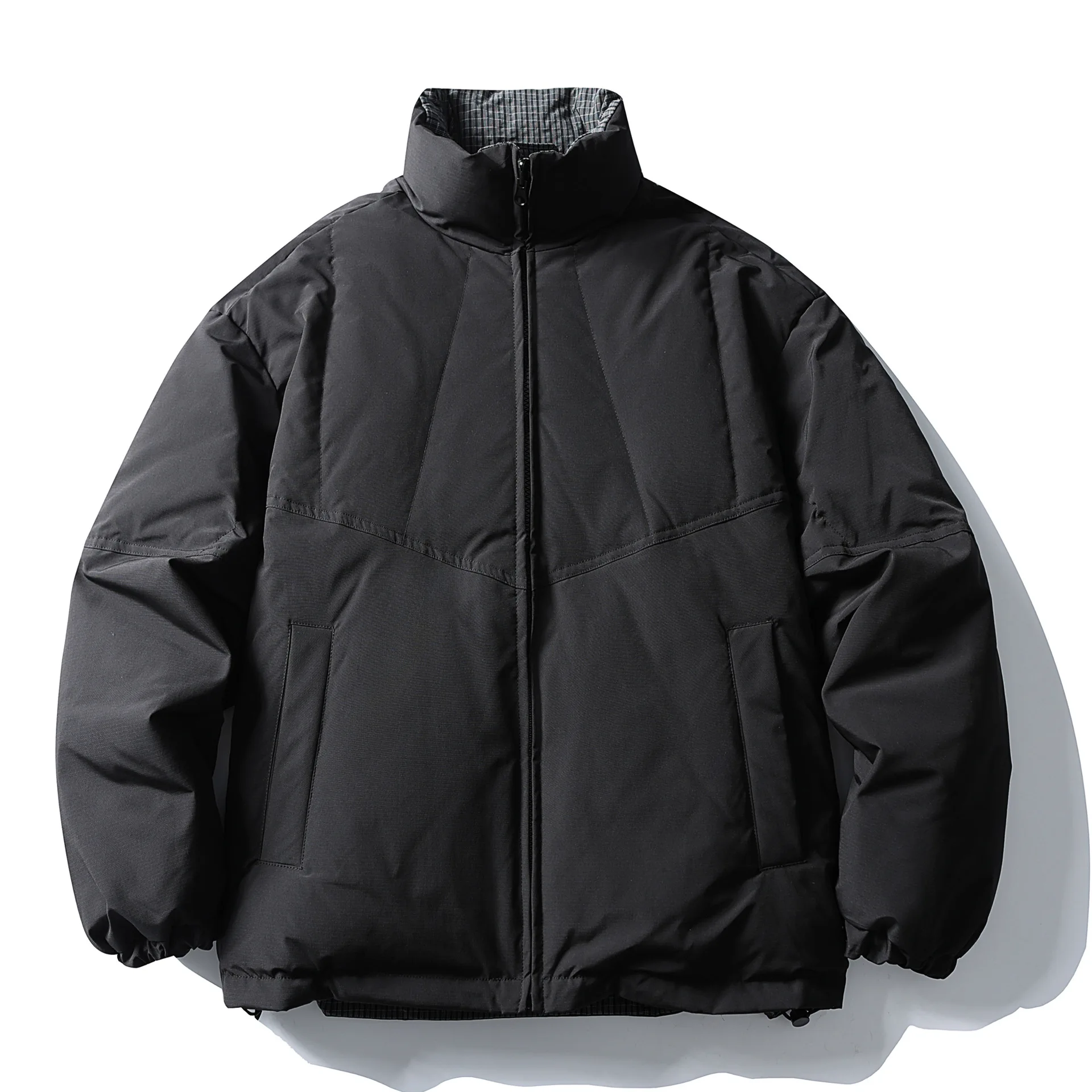 

Japanese Retro Reversible Harrington Collar Workwear Puffer Jacket (90% White Duck Down) Unisex Loose-Fit Vintage Style Coat