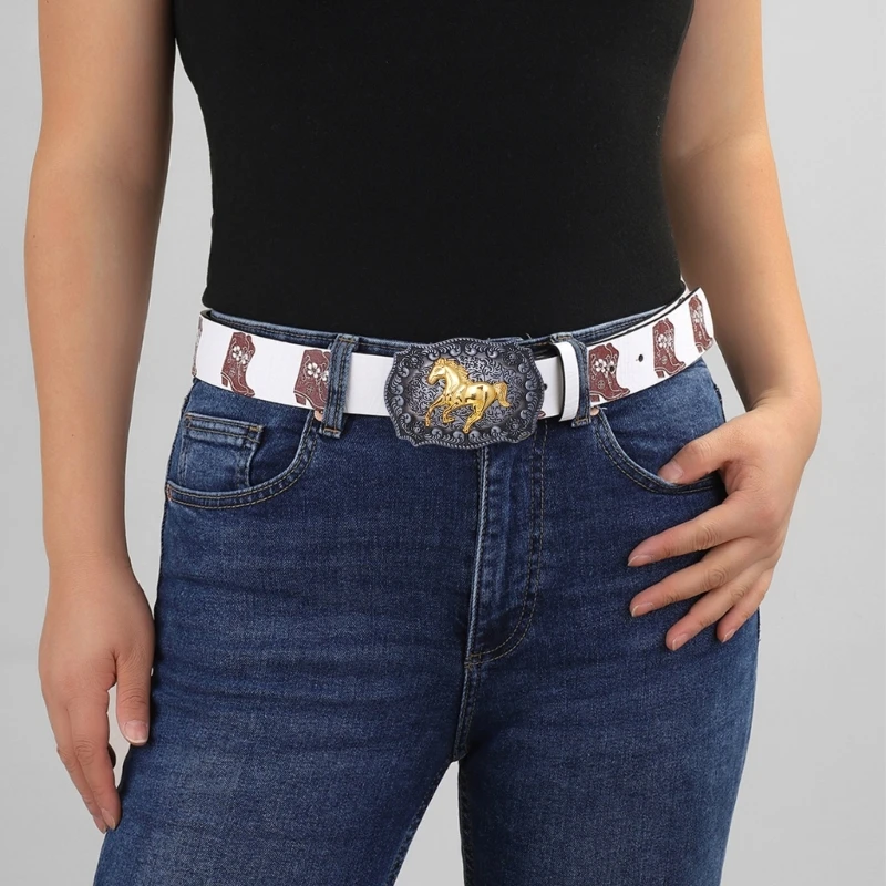 Cowboy Belt Buckle for Jeans Engraved Belt Buckles Fashion Western Belt Buckle Female Cowgirl Clothing Accessories