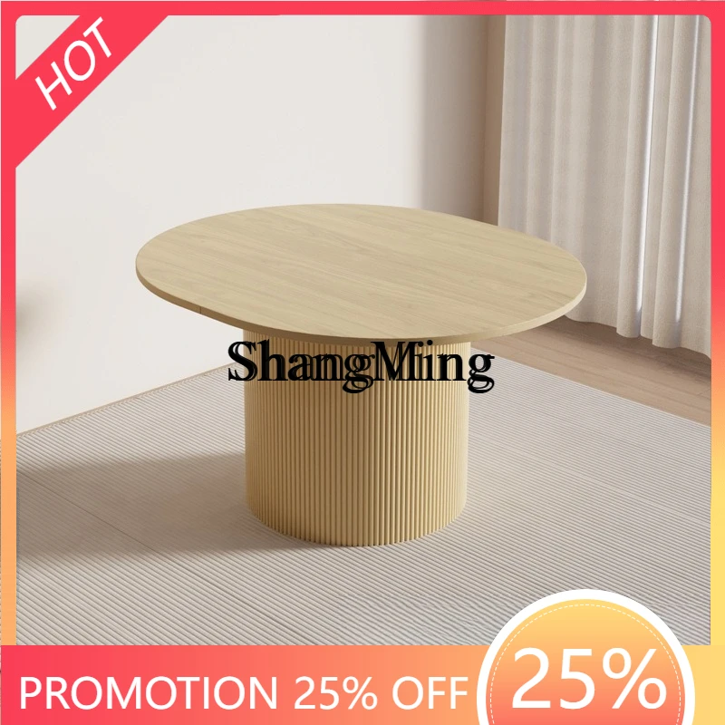 

FG Home Furnishing Small Apartment Dining Table Retractable Round Light Luxury Coffee Living Room Dining Table Round Table