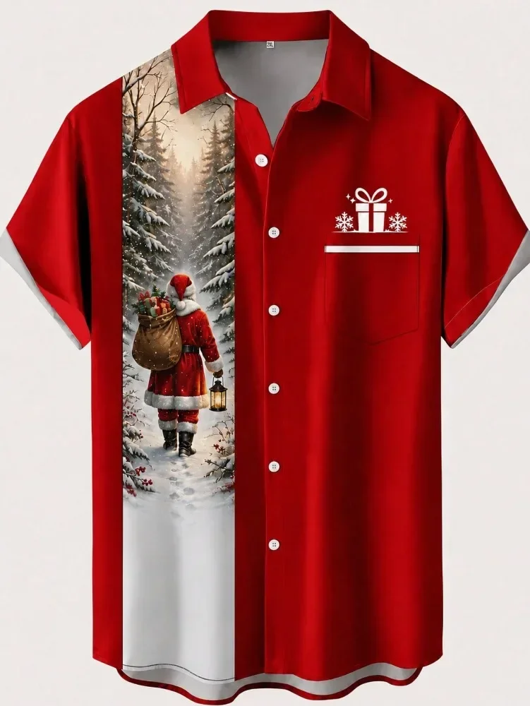 2027 Men's Hawaiian Shirt New Year's Carnival Digital Print Vacation Casual Short Regular Flip Leader Shirt