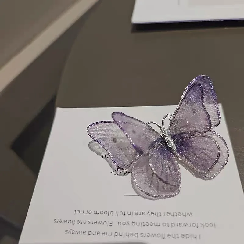 Lightweight Tulle Double Butterfly Brooch Temperament Elegant Pin Jacket Cardigan Accessories Corsage Woman