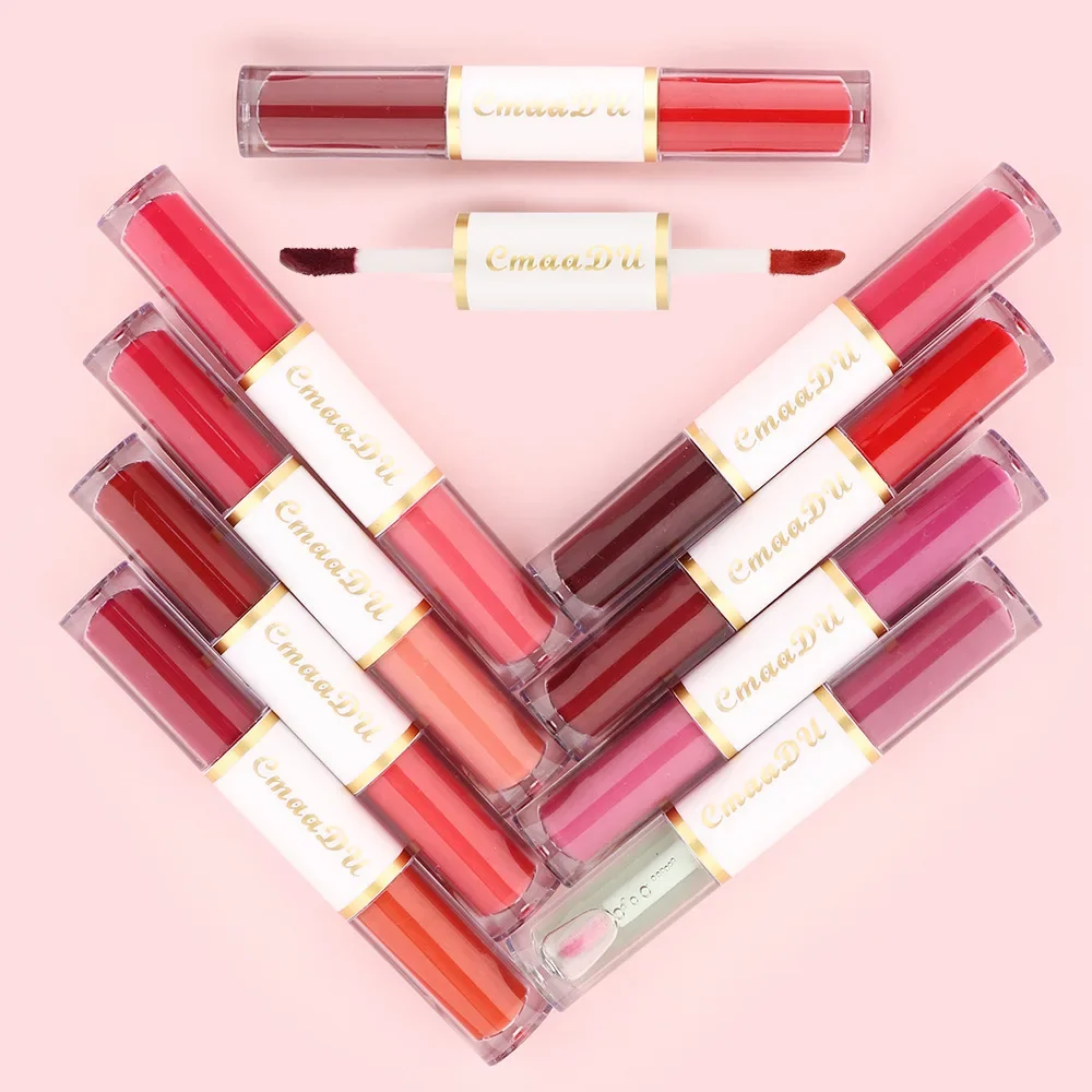 Neue lila Lippenstift Lip gloss lang anhaltende Feuchtigkeit Kosmetik Lippenstift zweifarbige Lippen bilden rote Lippen matte wasserdichte Lippenstifte