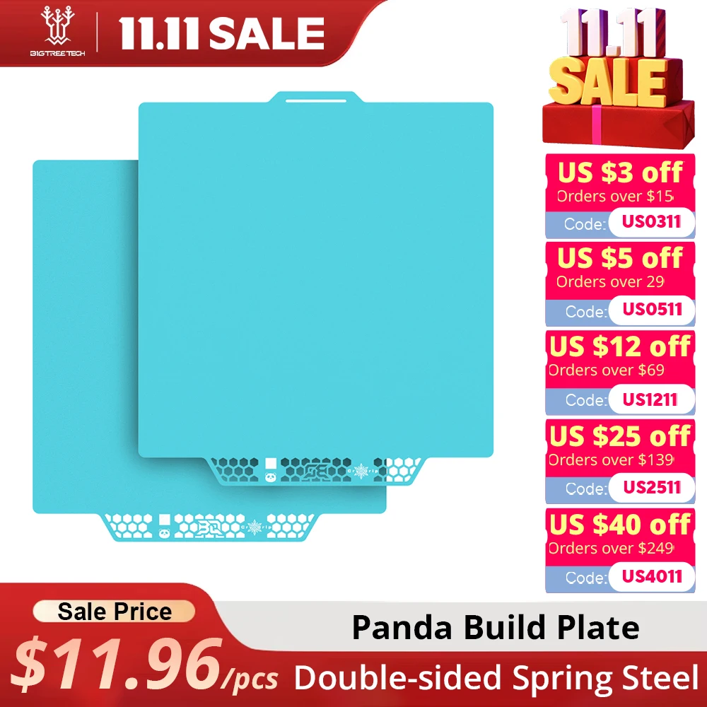 BIQU Panda Build Plate CryoGrip Pro Coating No Clog Spring Steel Double-sided for BambuLab Voron Kobra Adventurer 5M 3D Printer