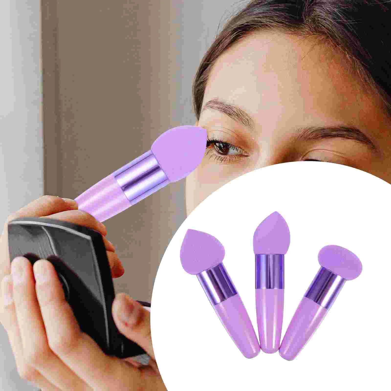 Makeup Sponge Handle Heart Shaped Face Wash Puff Handheld Pens Women's Foundation Blonder with