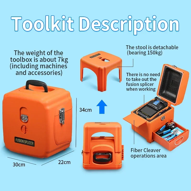 COMPTYCO AUA-70F 6 Motors Optical Fiber Fusion Splicer Welding Machine with Touch Screen VFL OPM 10 Languages