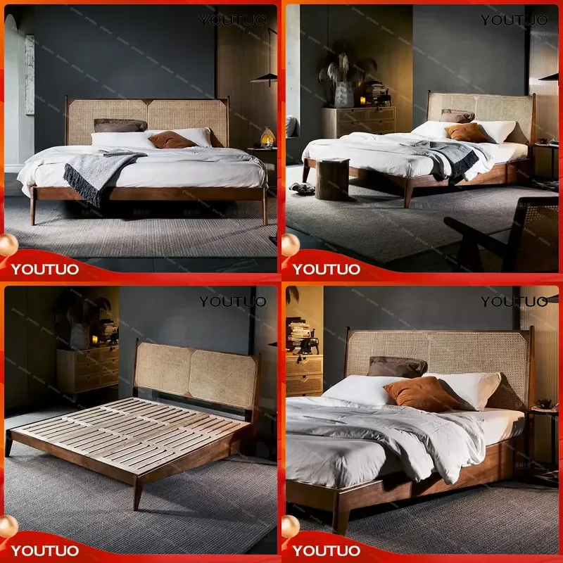 Nordic Modern Wooden Headboard for Double Bed Twin Full Size Platform Bed Frame Designer Style Safe Sturdy Bedroom Furniture