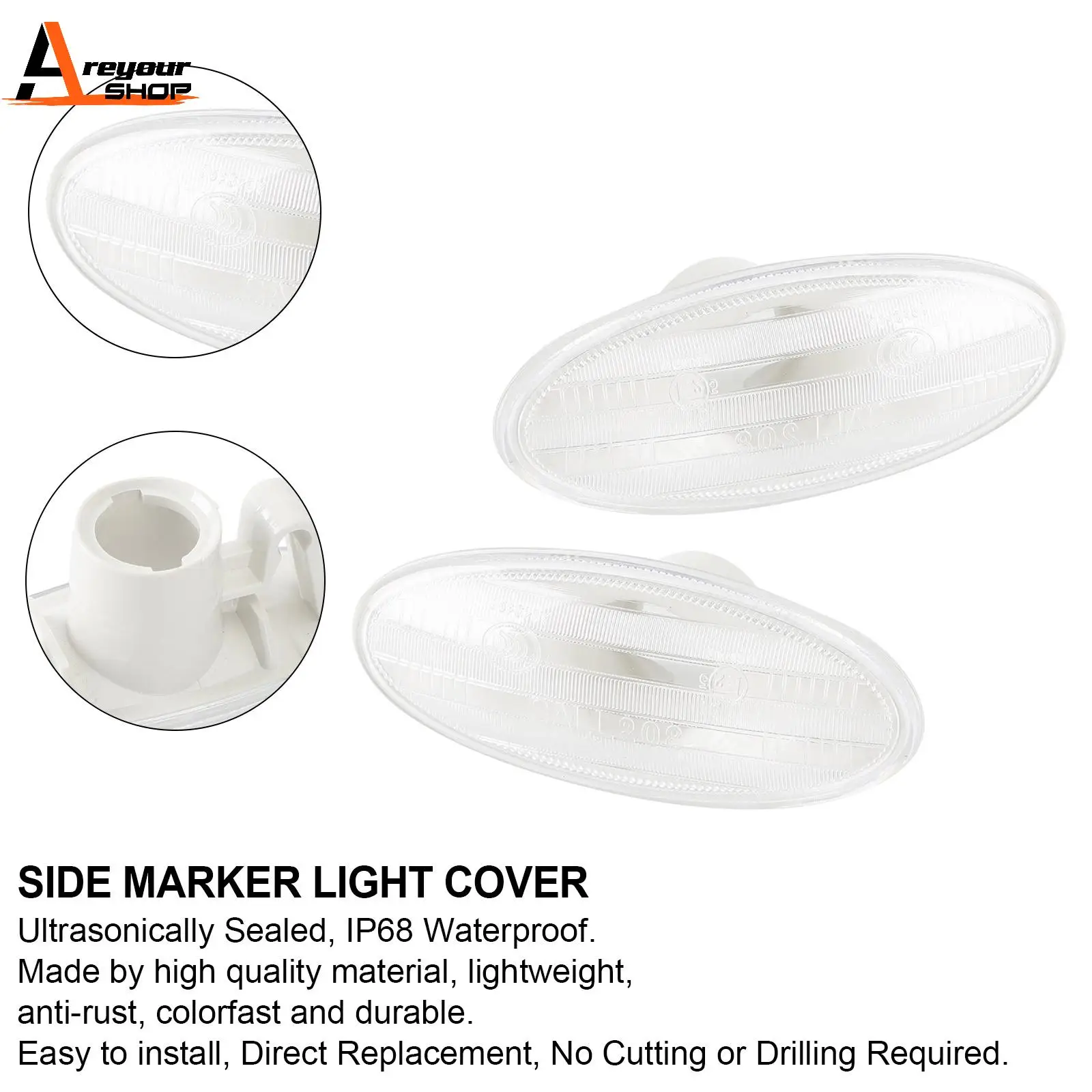 Areyourshop 2X Clear Side Marker Lamp Turn Signal Light Housing for Nissan 26160-89900 26160-8990A Car Auto Parts