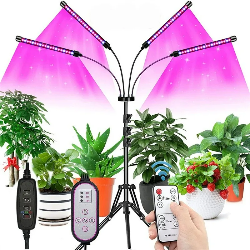 LED Plant Growth Lamp Full Spectrum Timed Remote Control Folding Bracket Vegetable Seedling Flower Growth Supplementary Light