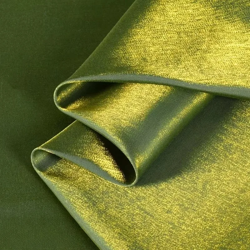 Green Iridescent Crystal Satin Fabric Glossy Silk Cotton Blend Perfect  fabrics for sewing