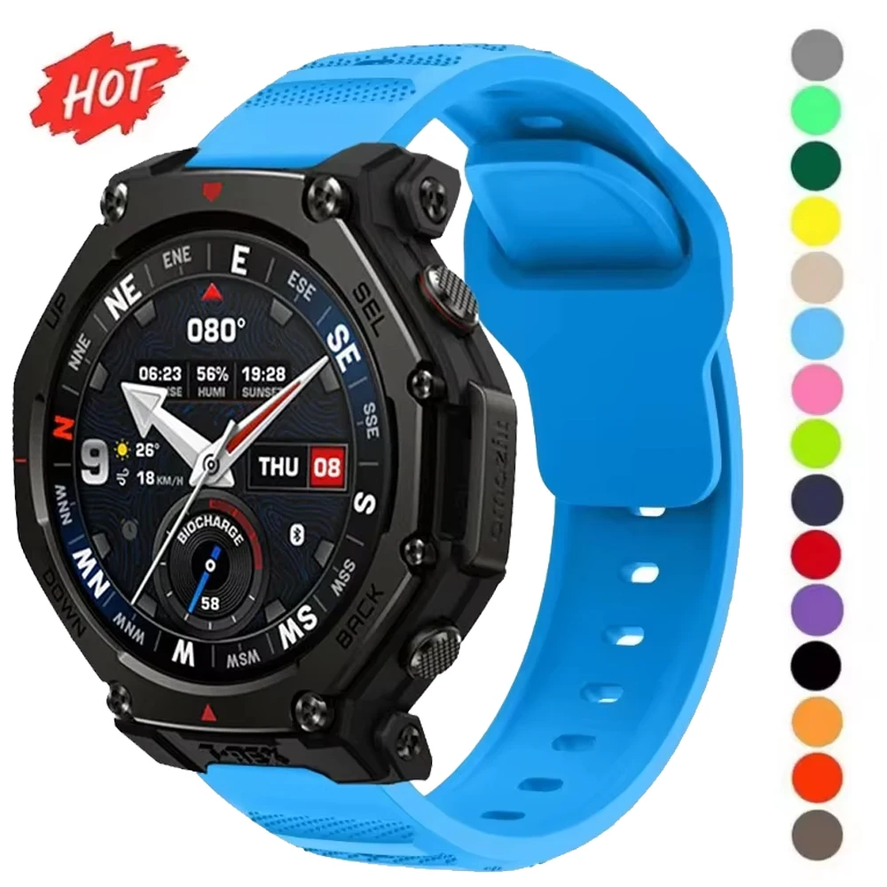 22mm 20mm Sport-Silikonarmband für Amazfit T-Rex3 Pro 48-44mm/Bip 6-5 Komfortables Band Amazfit Balance 2-1/Active 2 Correa