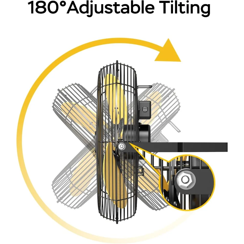 2800 CFM 12" Industrial Wall Mount Fan, High Velocity 3-Speed Professional Metal Wall Mounted Fan with Sealed Motor