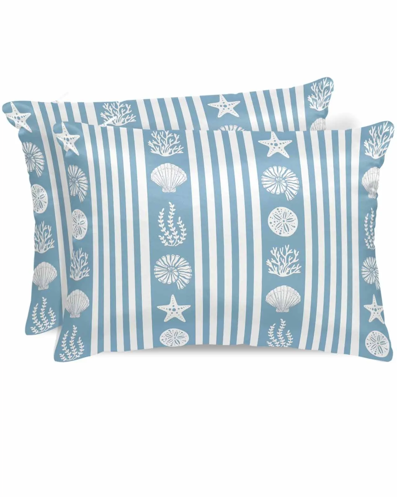 Ocean Striped Starfish Shell Jellyfish Coral Blue Bed Satin Pillowcase Sofa Pillow Cover Case Bedroom Satin Cushion Covers Home