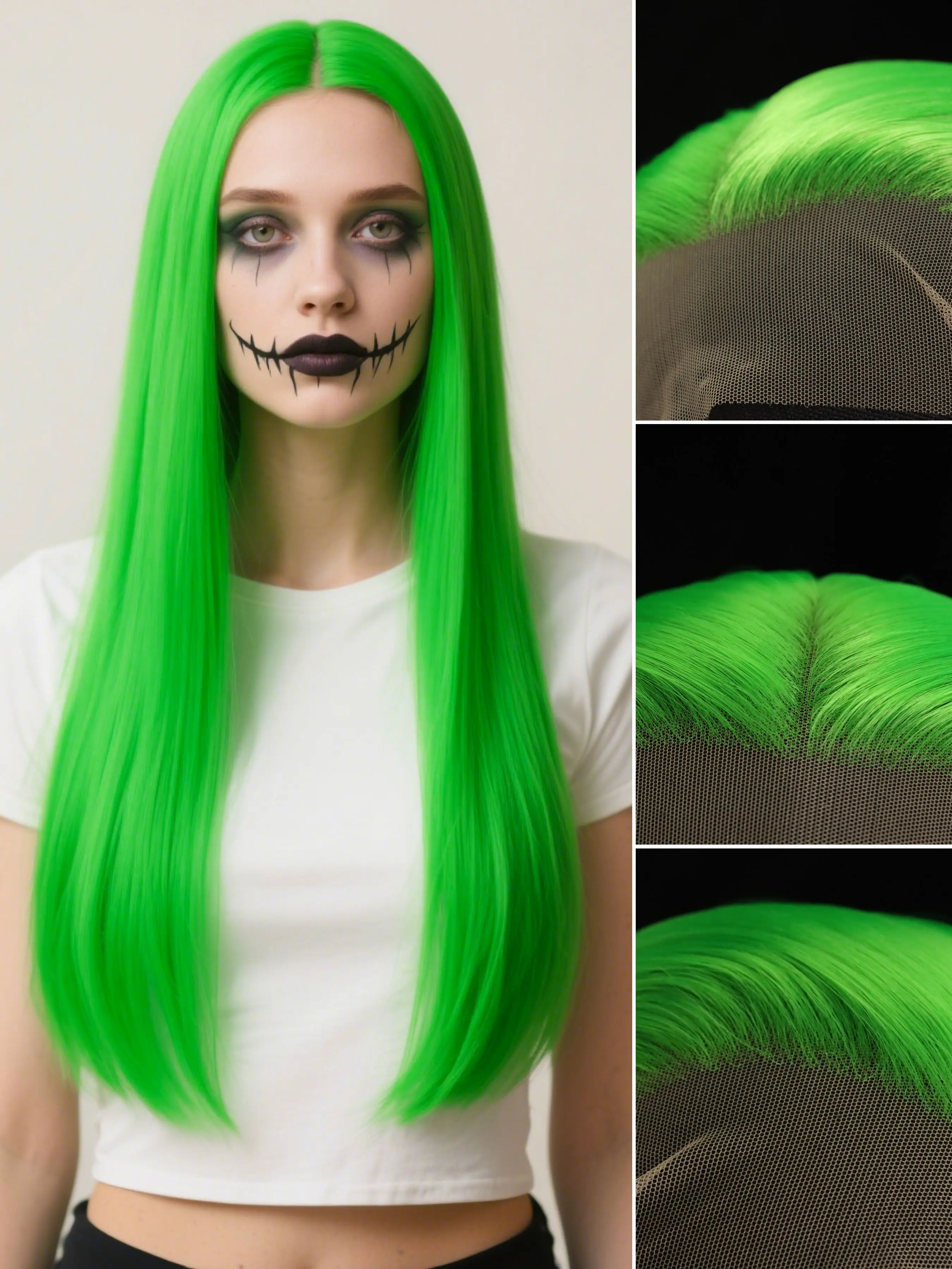 

Парики фронта шнурка 13x4 для женщин | Длинные шелковистые прямые неоново-зеленые синтетические волосы длиной 24 дюйма | Предварительно выщипанная линия волос | Мода Ежедневно/Вечеринка