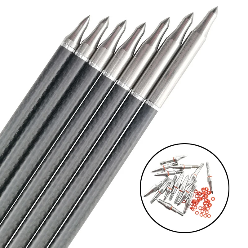 

6/12pcs Stainless Steel Arrow Point Tip Broadhead Arrow Head 75-300GR For ID6.2mm Arrow Shaft DIY Archery Accessory