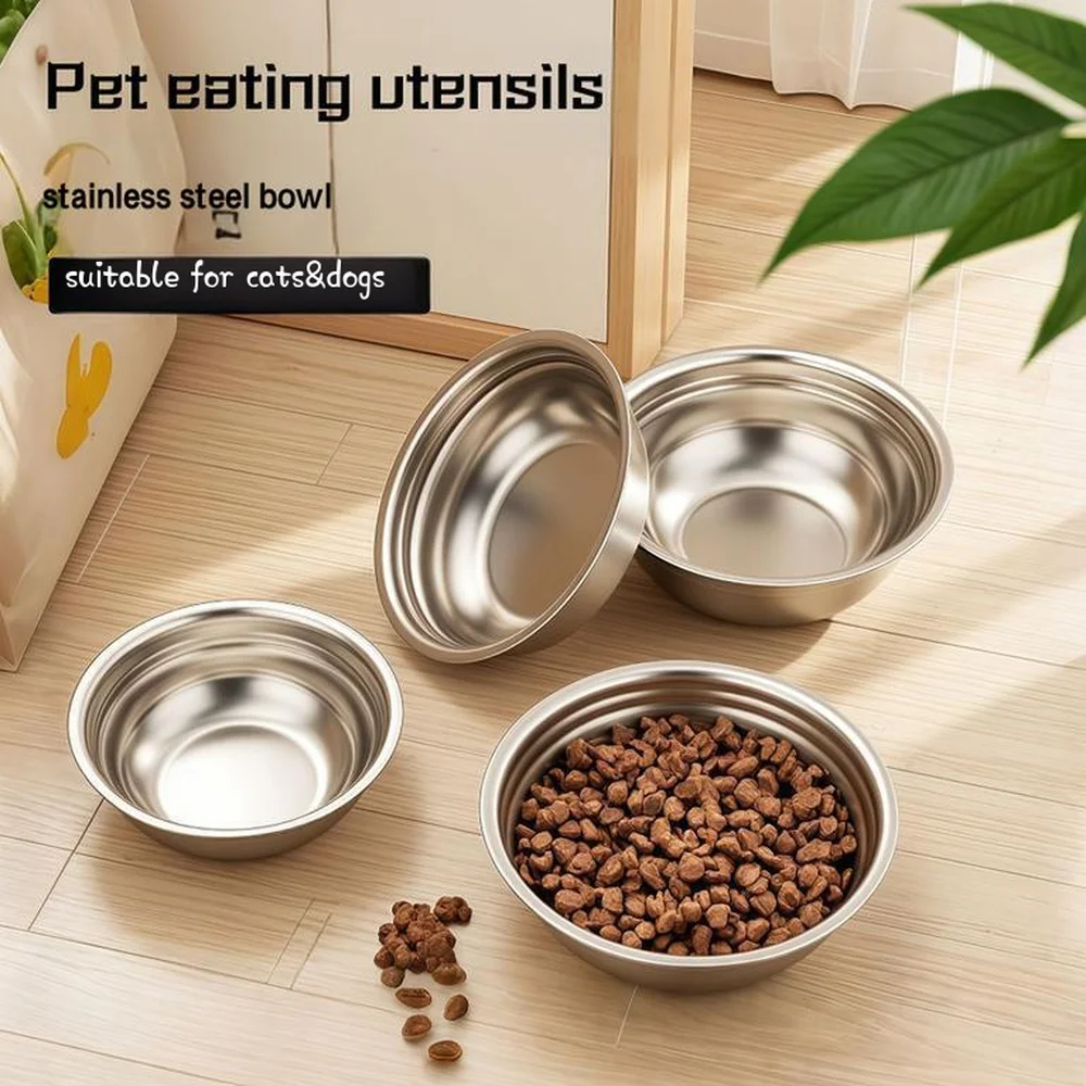 

Four options for pet cat and dog food bowl stainless steel anti slip and drop resistant pet supplies easy to clean cat bowl