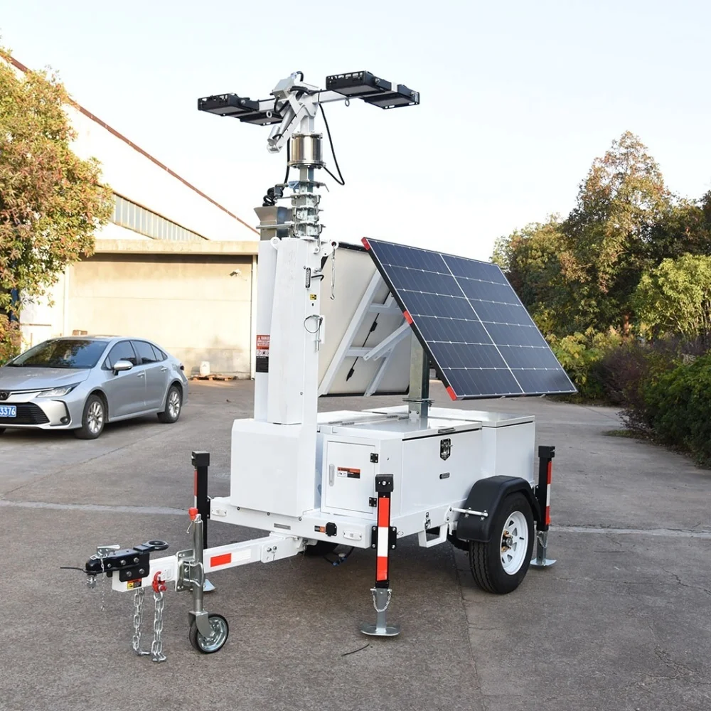 Portable LED Solar Light Tower with Battery Bank Mobile Emergency Lighting System for Mining Sites & Landscape DC Power Supply