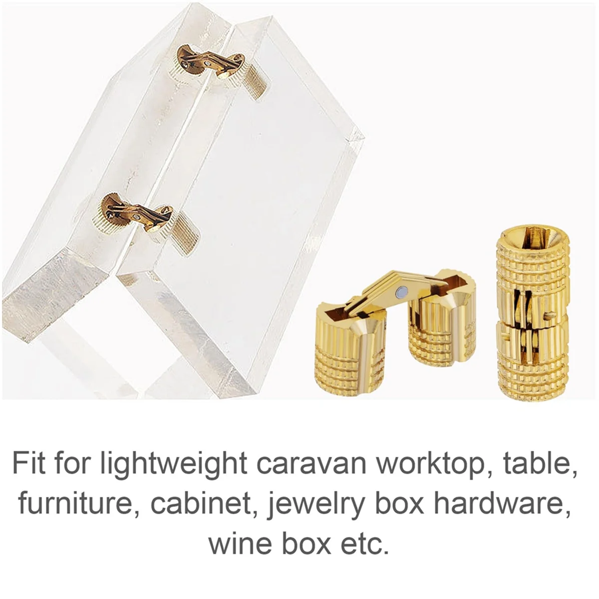 

small hinges for wooden box 8Pcs 10 mm Hidden Brass Hinges180 Degree Opening Angle Concealed Furniture Hinges for DIY Jewelry Bo
