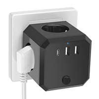 Power Strip Cube with 4 AC Outlets 2 USB Charger Ports 1Type C Multiple Socket with Switch 4000W/250V Wall Plug for Office Home