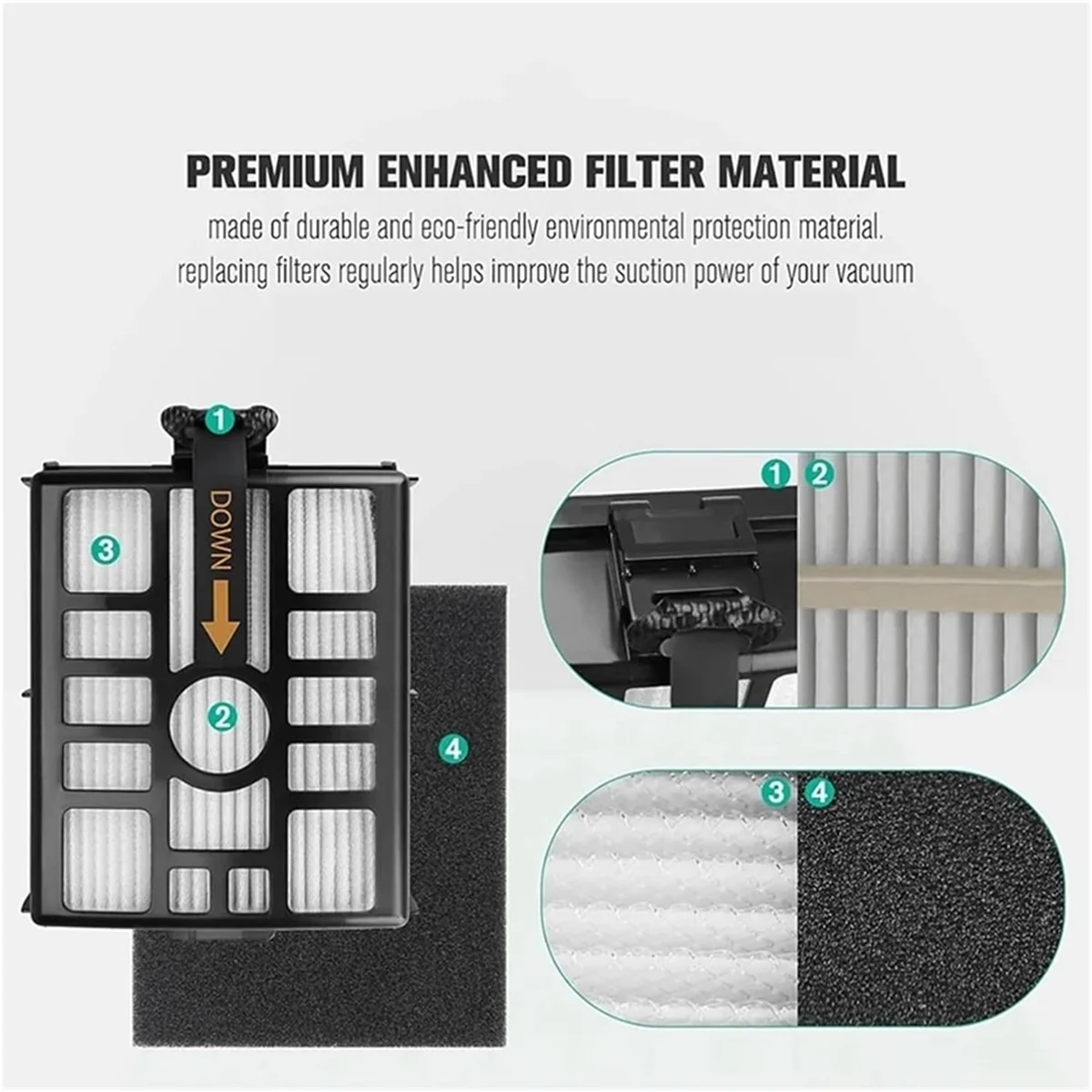 Piezas de repuesto para aspiradora Shark IW3511 Detect Pro, cartuchos de filtro, accesorios de algodón