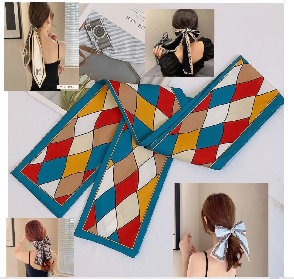 Satin Premium-Feel Long Scarf Headband Elegant, Minimalist, Versatile Hair Tie Ribbon Hair Accessory for Women