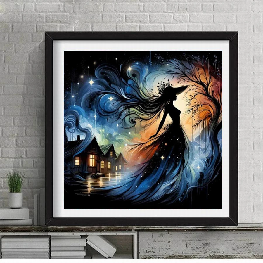 Fullcang Diy Diamond Painting New Collection 2024 Fantasy Women Full Rhinestone Art Mosaic Embroidery Witch Picture Wall Decor