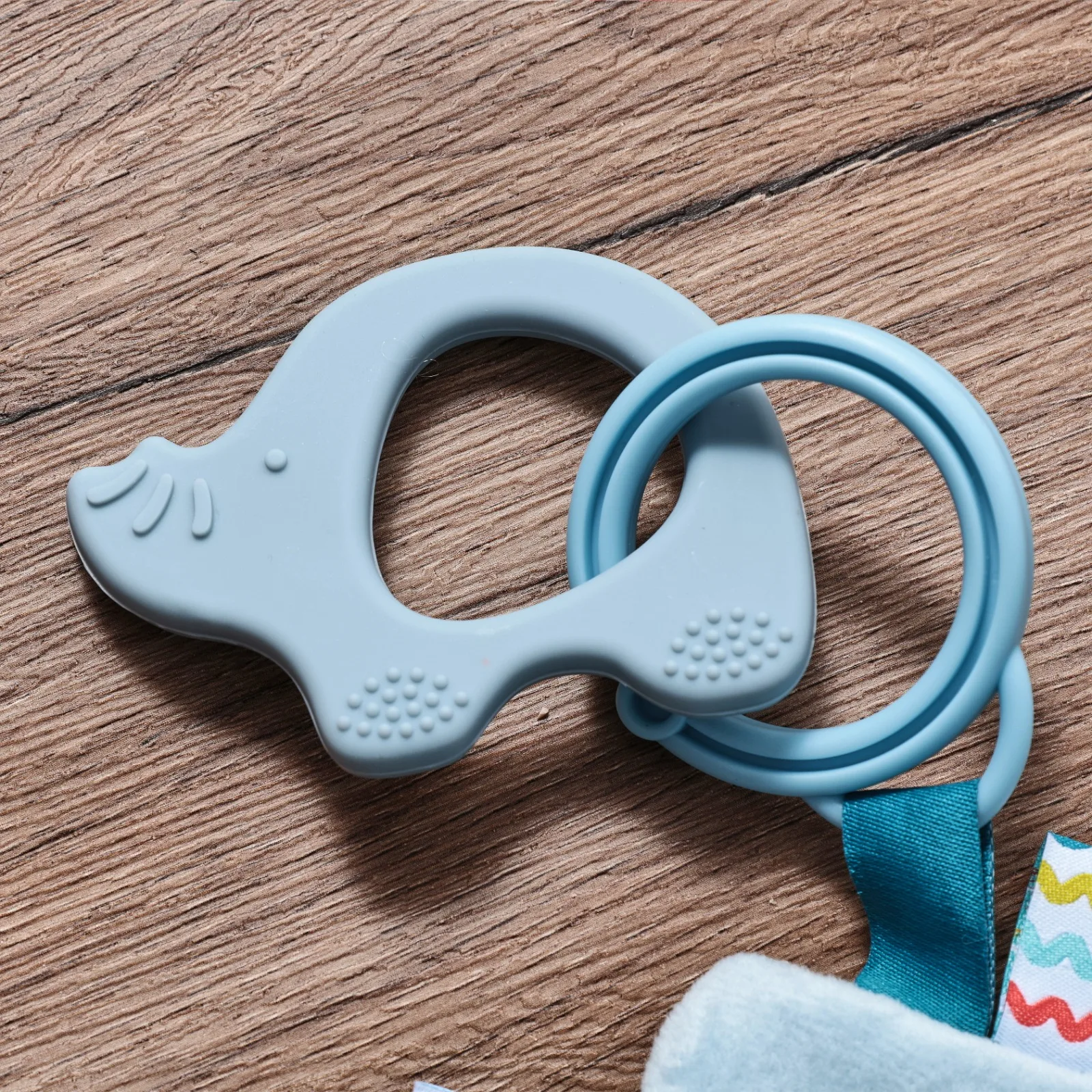 Baby Elephant Comforter 0-12 Months - Soft Cotton Soothing Towel with Teether Ring & Sensory Tags for Newborn Infant Gift