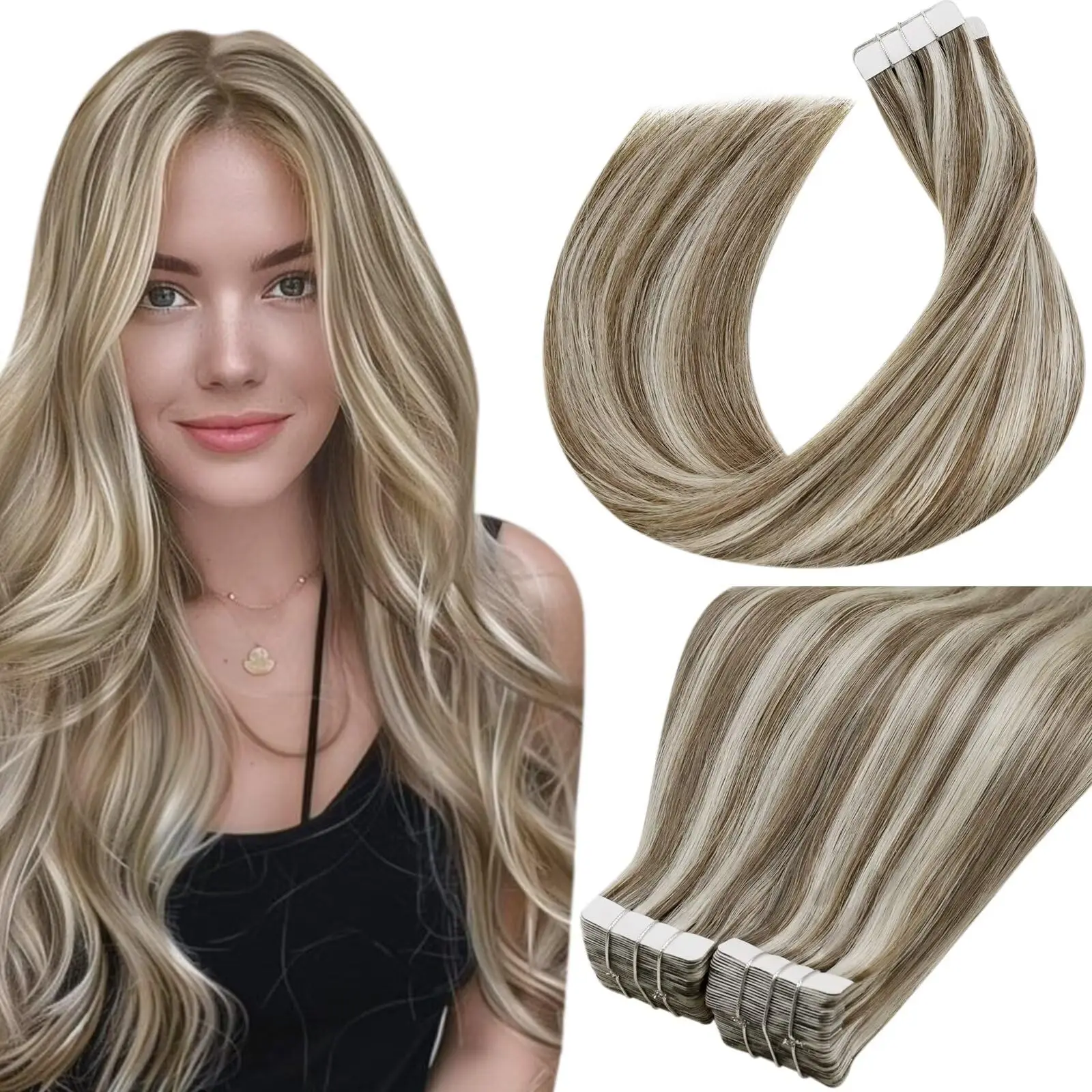 핫세일 20피스 테이프 인 헤어 익스텐션 100% 브라질리언 인모 레미 150g 대용량 울트라 씬 접착식 웨프트 여성용 길이 볼륨