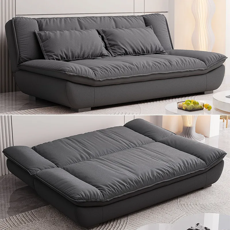 Boat Shape Fabric Sofa Bed Foldable Convertible Comfortable Sleeper Small Space Living Room Relax Single Double Home Furniture