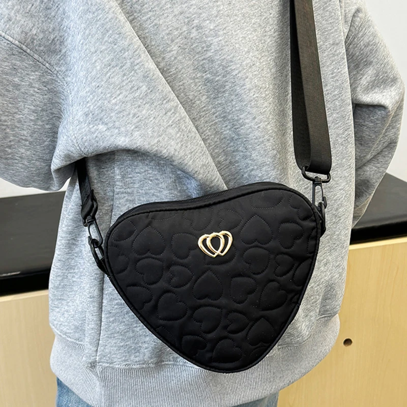 حقيبة كتف بنمط محايد للرجال والنساء، على شكل قلب بنمط قلب، حزام كتف قابل للفصل #3