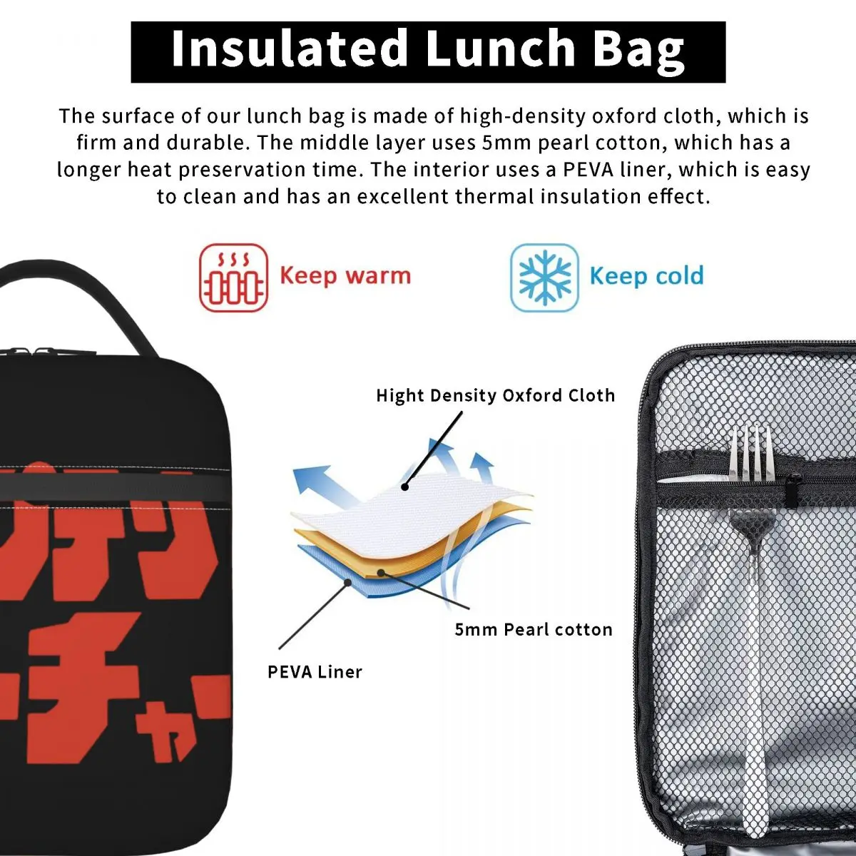 Saco De Almoço Isolado Kyaputen, Bolsa De Comida Tote, Caixa De Fyucha