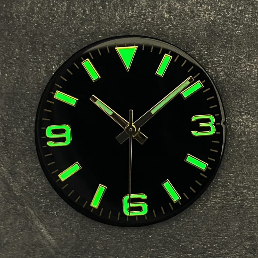 28.5mm Watch Dial + Watches Hands Green Luminous Modified 369 Nail Men\'s Watch Faces Accessories Fit NH35/NH36/4R/7S Movement