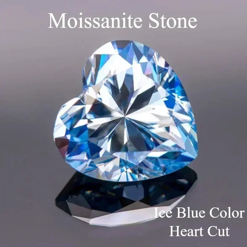 

Moissanite Stone Ice Blue Color Heart Cut Lab Grown Diamond For DIY Ring Necklace Earrings Main Materials With GRA Certificate
