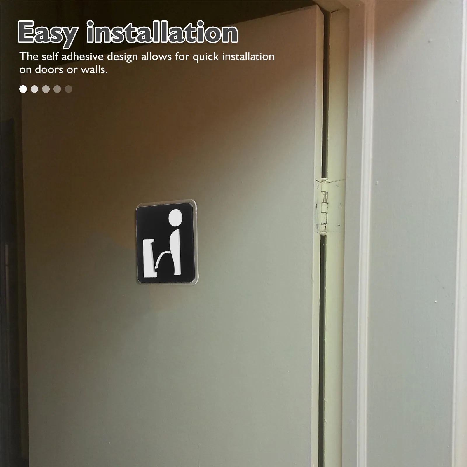 Self Adhesive Acrylic Toilet Sign Mens Bathroom Wall Art Scratch Resistant Wc Urinal Sign Decoration for Hotel Office Restaurant