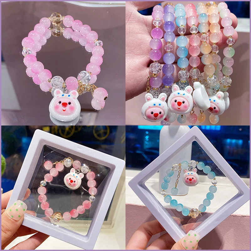 2024New Cartoon Beaver Crystal Bracelet Wholesale Children's Day Free Student Girlfriends Gift Box Decorations for Women