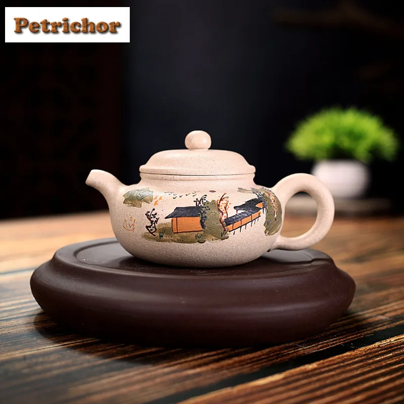 

220ml Yixing Purple Clay Teapots Handmade Landscape Antique Pot Raw Ore White Jade Segment Mud Tea Soaking Kettle Zisha Tea Set