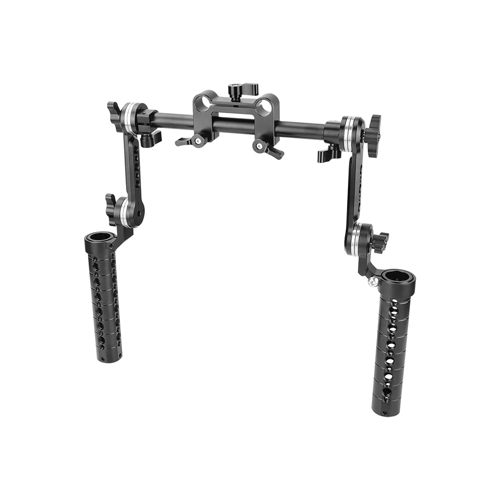 HDRiG Shoulder Mount Rig Kit With ARRI Style Rosette Hand Grips and Extension Arm Dual 15mm LWS Rod Clamp For DSLR Camera Photo