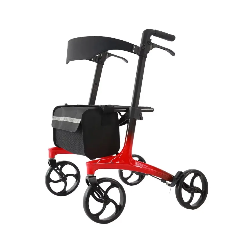 Carbon Fiber Mobility Walker Rollator Ultra Light Strong Frame Medical Walking Aid for Seniors OEM Supplier