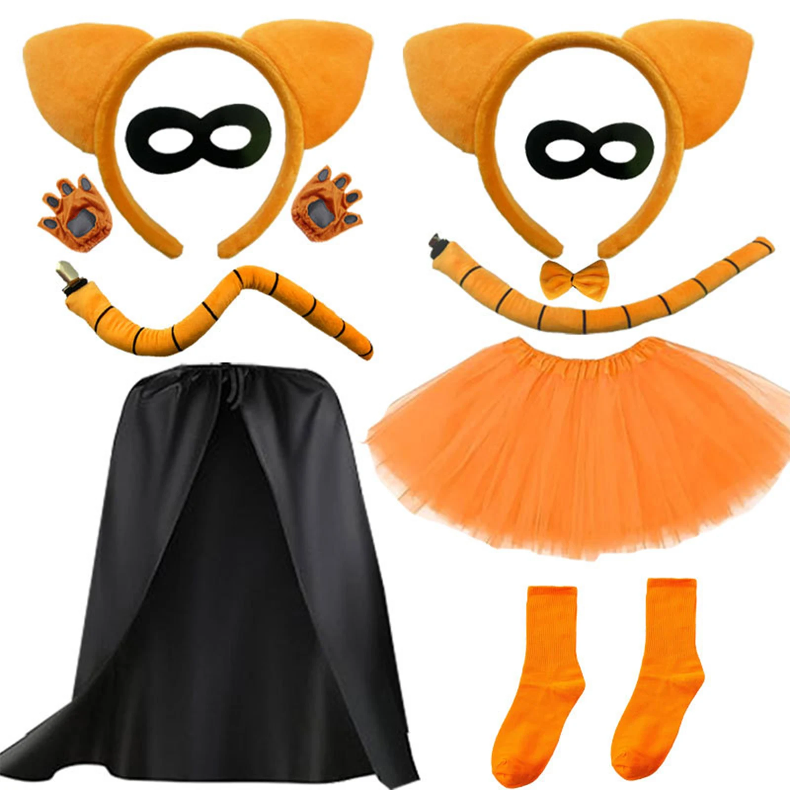 هالوين الكرتون أبطال عقال تنورة الذيل قناع قفازات الحيوانات زي الملحقات تأثيري مجموعة للأطفال مهرجان هدايا عيد ميلاد