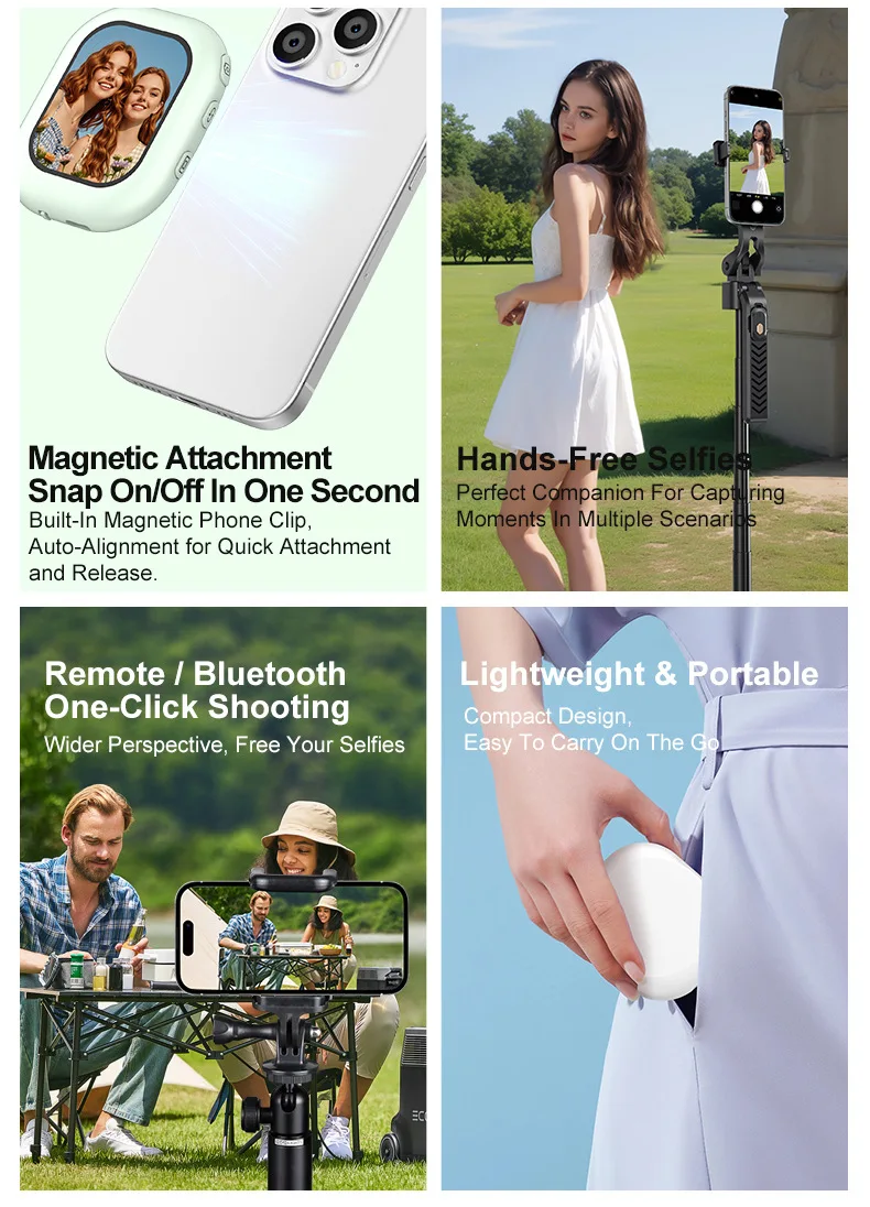 Mini Magnetic Selfie Screen Monitor Wireless Back Camera Shooting for iPhone Android Phone Vlog Live Photography Accessory