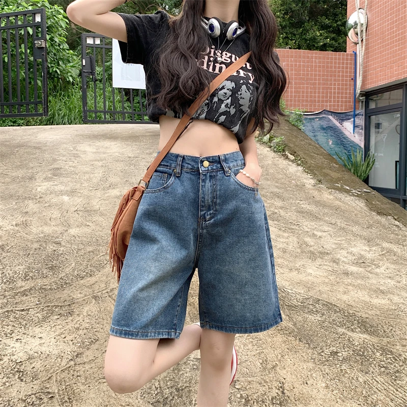 Summer Denim Shorts For Women Jean Short Femme High Waist Korean Style Womans Clothing