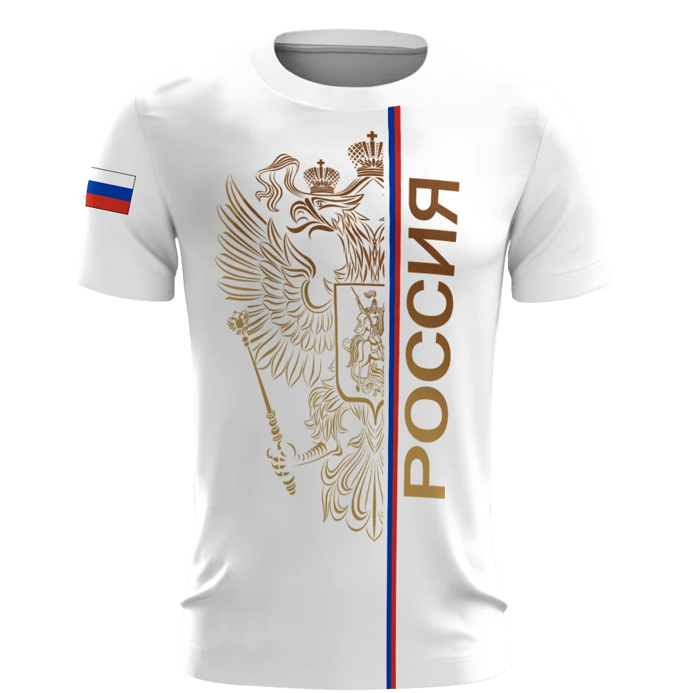Russisches 3dT-T-Shirt für Herren, kurzärmeliges, schnell trocknendes, atmungsaktives T-Shirt mit russischer Flagge, Hip-Hop-Sommer-Freizeit-Outdoor-Sportbekleidung – Detail 2