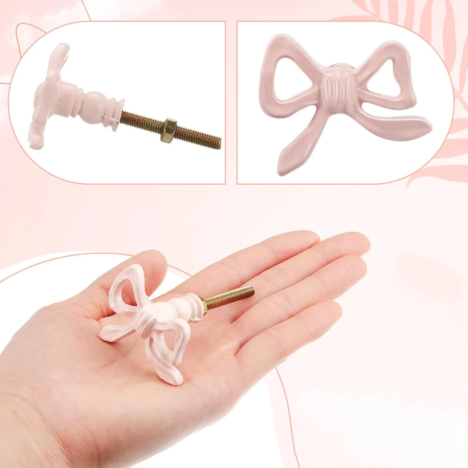 

Pink Bow Metal Drawer Handle Cute Decor Cupboard Wardrobe Closet Pulls Furniture Handle DIY Room