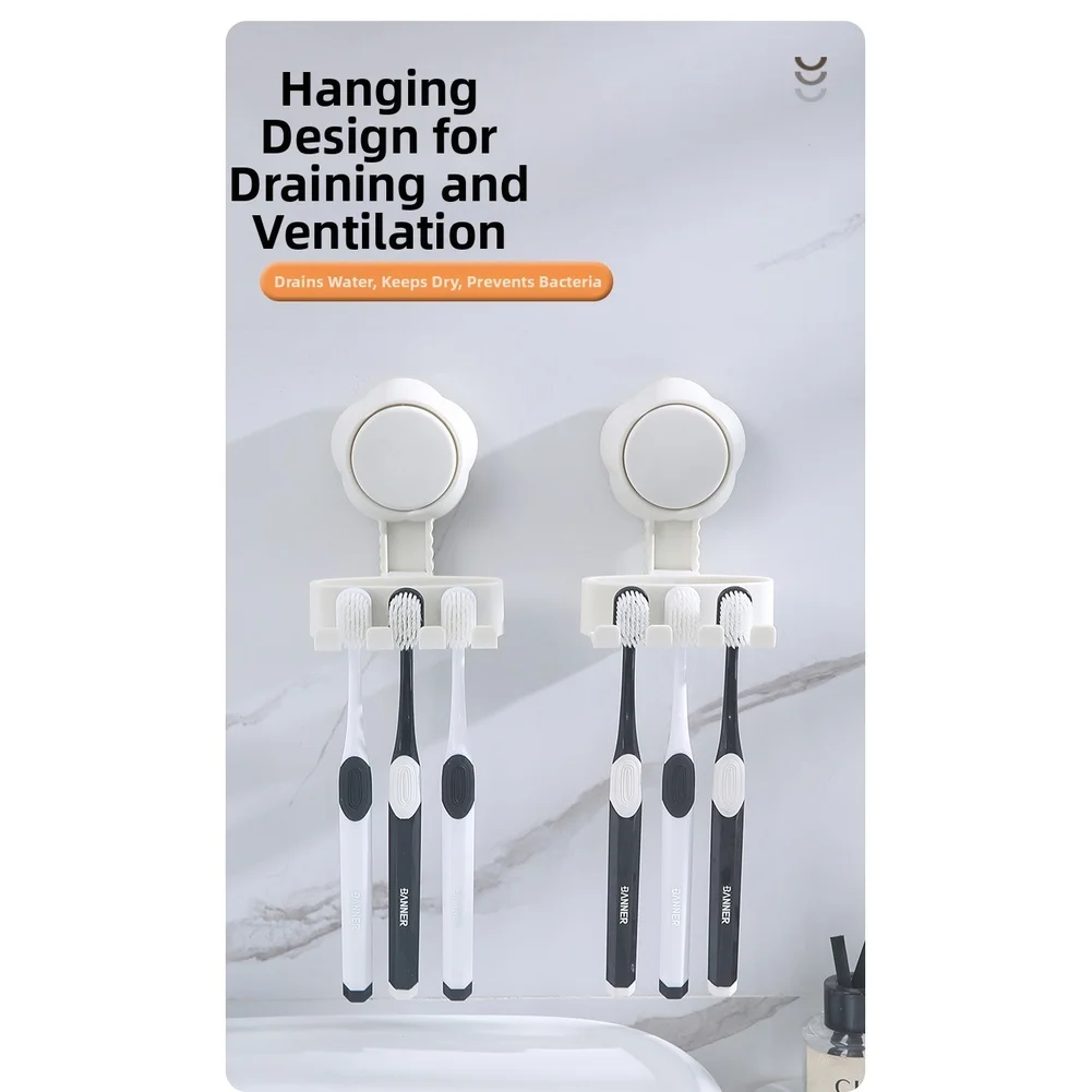 Suction Cup Holder Toothbrush Holder White Easy Install Toothbrush Holder Toothbrush Holder Hygienic Ventilation