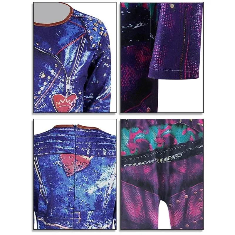 Kostium CyDescendants dla dziewczynek na Halloween, karnawał, przebranie Evie Mal, kostium cosplay dla dzieci, przebranie na urodziny, bal przebierańców