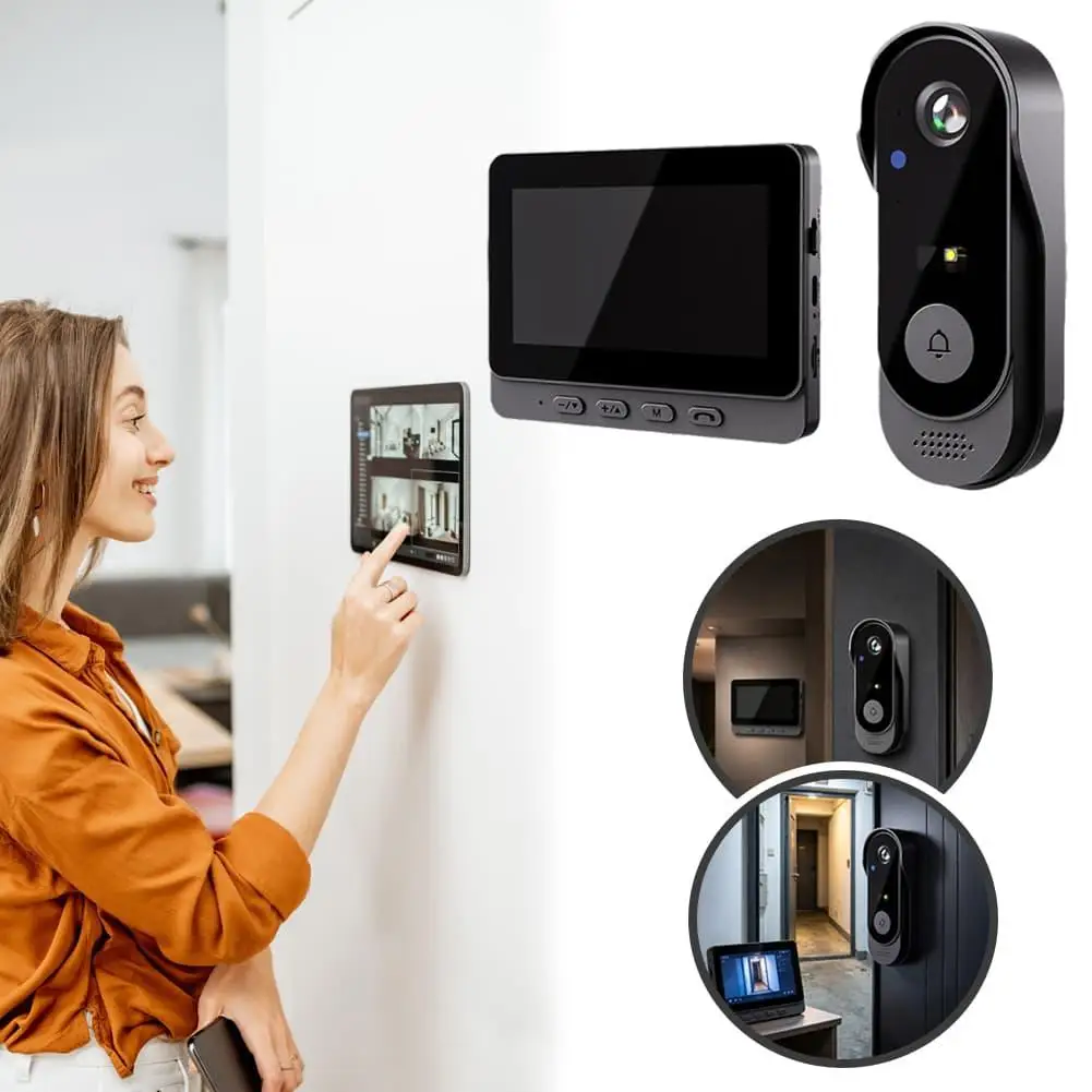 Waterproof Video Doorbell Password Lock Night Vision Capture High-definition Waterproof Home Screen Surveillance Video Intercom