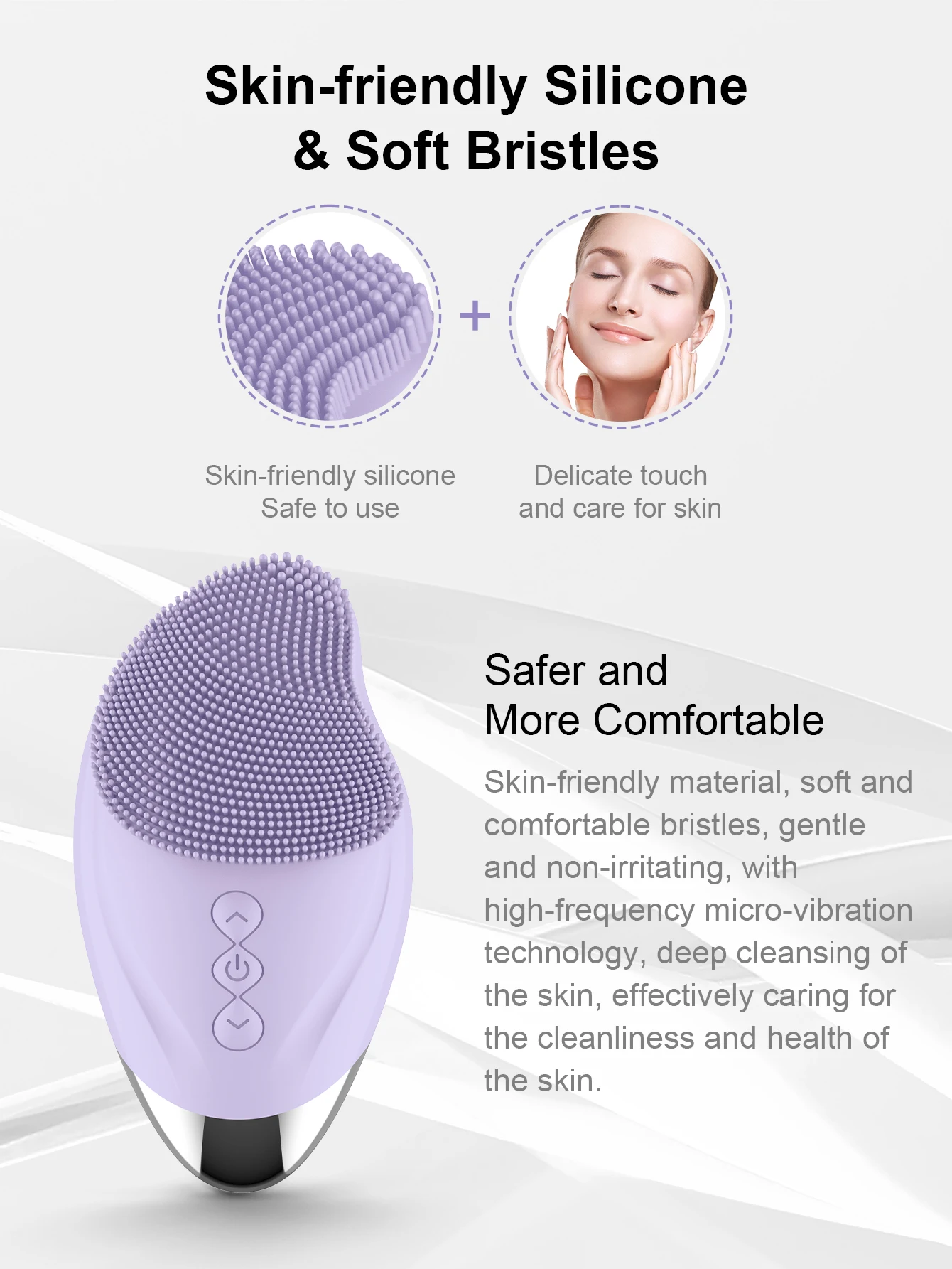 Electric silicone cleansing brush USB sonic cleanser waterproof high-frequency vibration massager skincare device