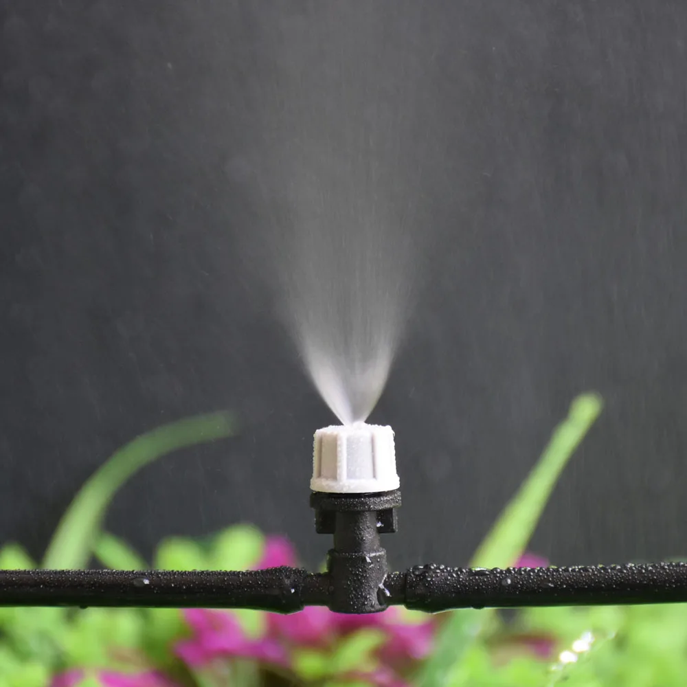 15pcs Micro Drip Irrigation Misting Nozzle Orange Grey Garden Spray Cooling Sprinkler 1/4 Tee Barb Connector