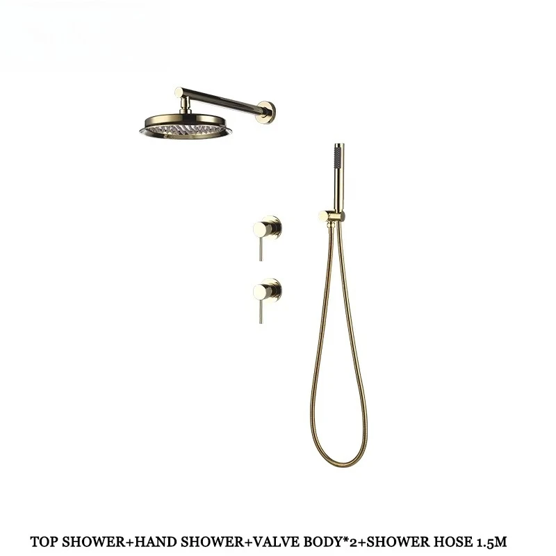 Dual Handle Thermostatic Shower System Rainfall Bathroom Faucet Soft Spray Wall Mounted Brass Ceramic Valve for Apartment Use